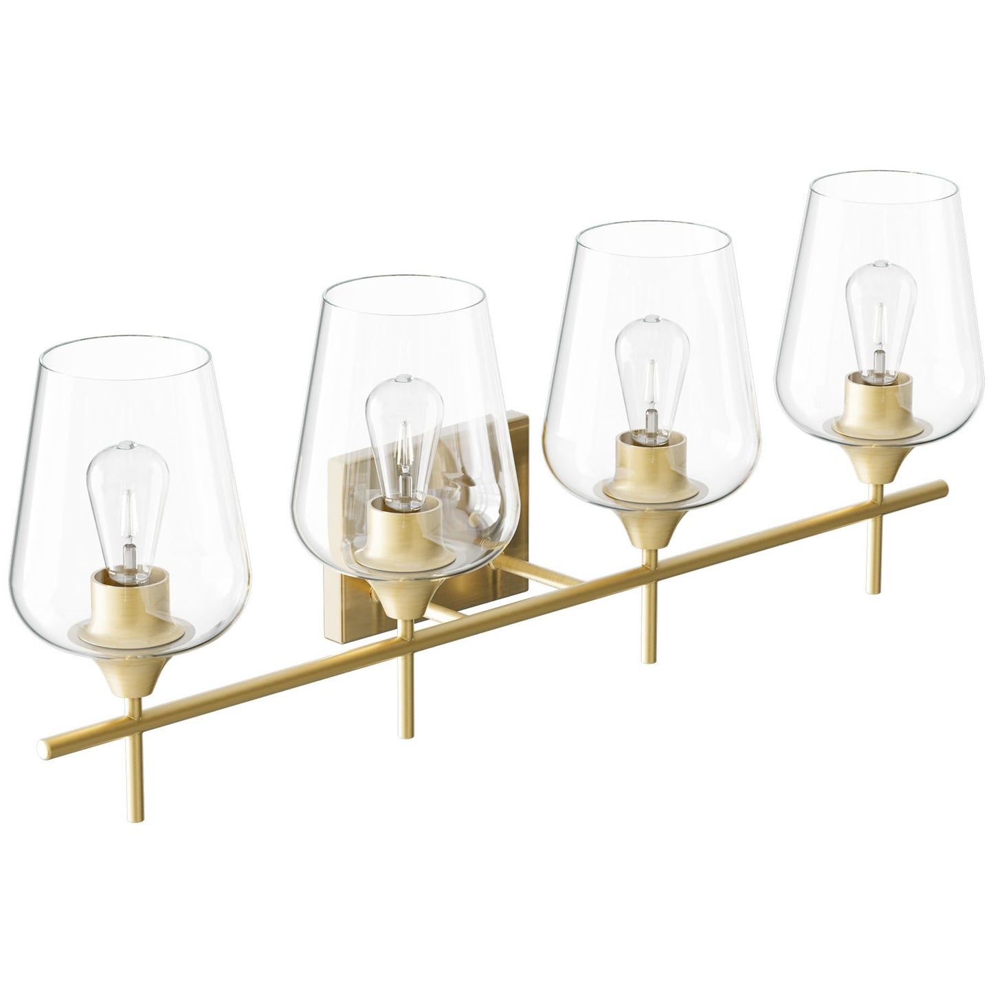 VONLUCE Bathroom Vanity Light, 4 Light Bathroom Light Fixture Over Mirror, Bathroom Wall Lamp with Clear Glass, Modern Gold Vanity Lighting fixtures for Bathroom, Bedroom, Hallway