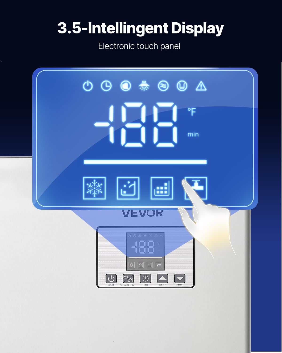 VEVOR Commercial Ice Maker Machine, 400LBS/24H Ice-Making Machine with 300LBS Stainless Steel Storage Bin, Auto Self-Cleaning Ice Maker with Touchscreen for Bar Cafe Restaurant Business Commercial