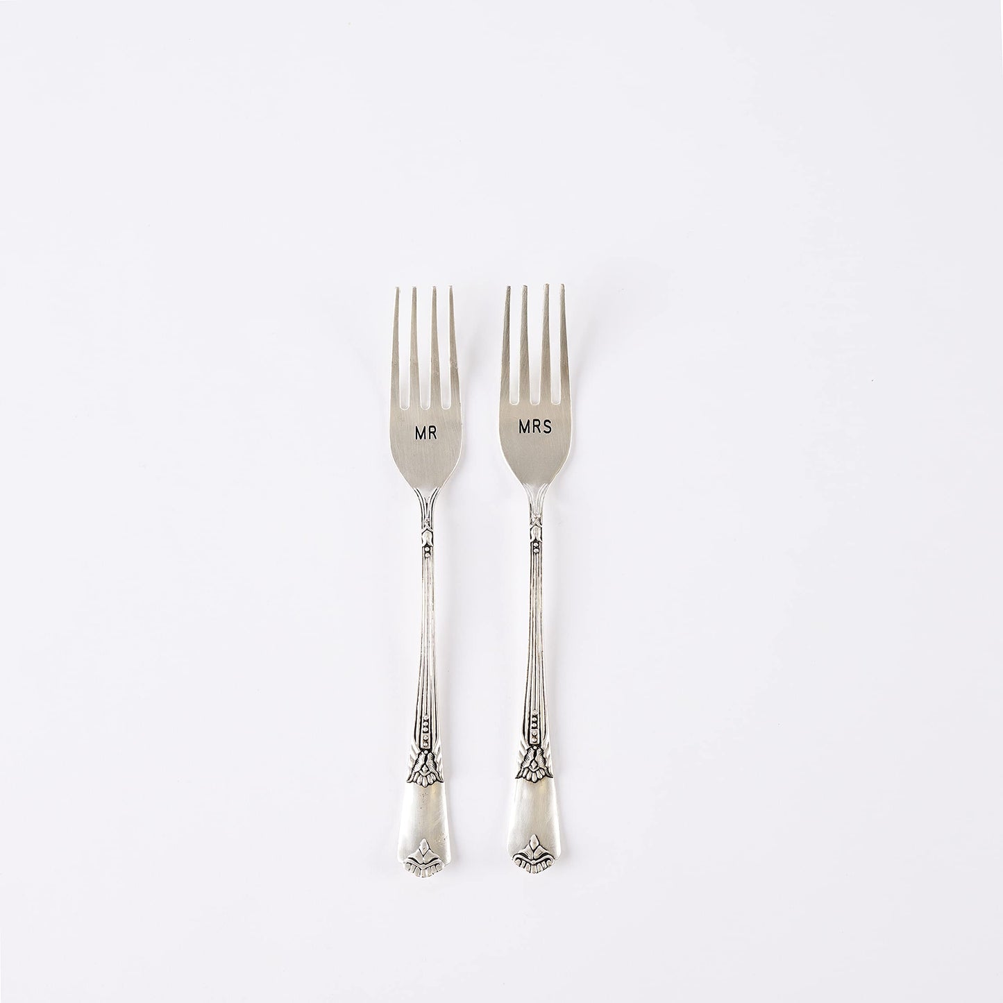 Mud Pie Mr. & Mrs. Plate & Fork Set, White (4235006)