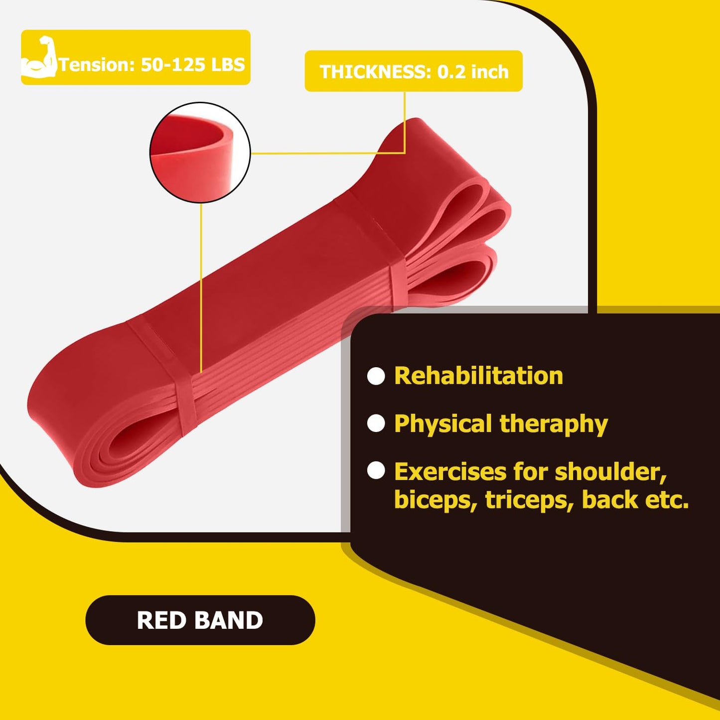 Pull Up Bands, Resistance Bands, Pull Up Assistance Band Exercise Bands for Men & Women Working Out, Body Stretching, Physical Therapy, Muscle Training - Red