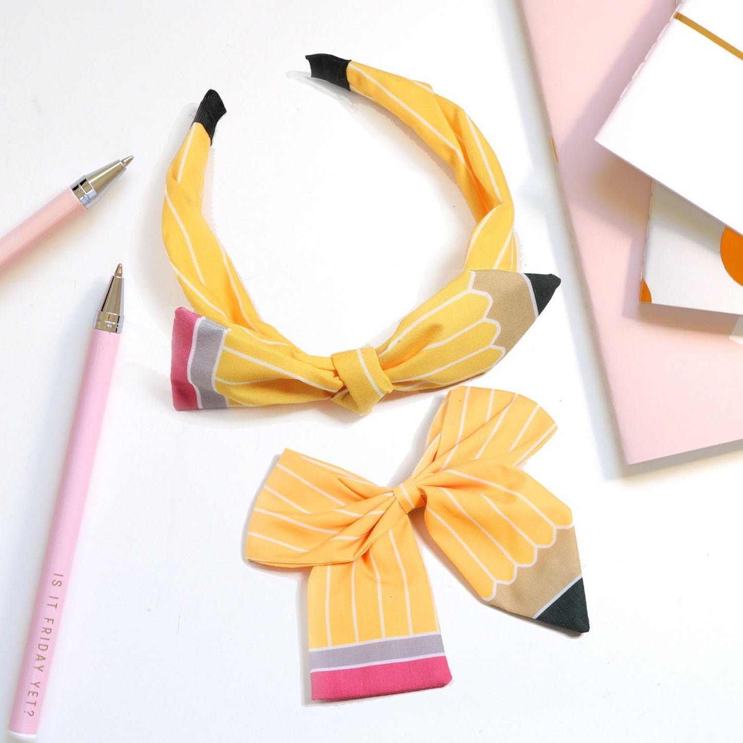 2 Pcs Back to School Outfits Headbands for Girls,Pencil Hair Bow Clips Hair Accessories for Teen Girls, First Day Of School Gift