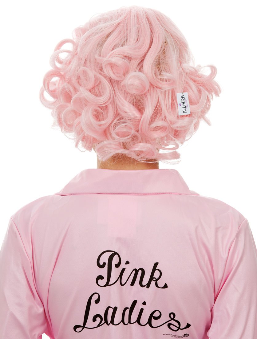 ALLAURA - Pink Frenchie Wig 50's Character Wigs for Pink Ladies Pink Wig - Short Curly Wig Pink Wigs for Women Short Pink Wig