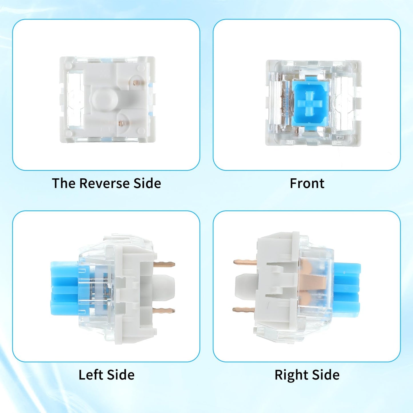 Keyboard Switches, 50 Pcs 3 PIN Blue Keyboard Clicker Replacement Dustproof Mechanical Keyboards Switches for Most Gaming Keyboards