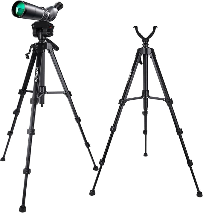 DAPENG Spotting Scope Tripod,Shooting Hunting Rest V Yoke Stand with Travel Bag and Phone Holder,Compatible with Monocular/Astronomical Telescope/DSLR Camera/Cell Phone/Projector (61 inch)