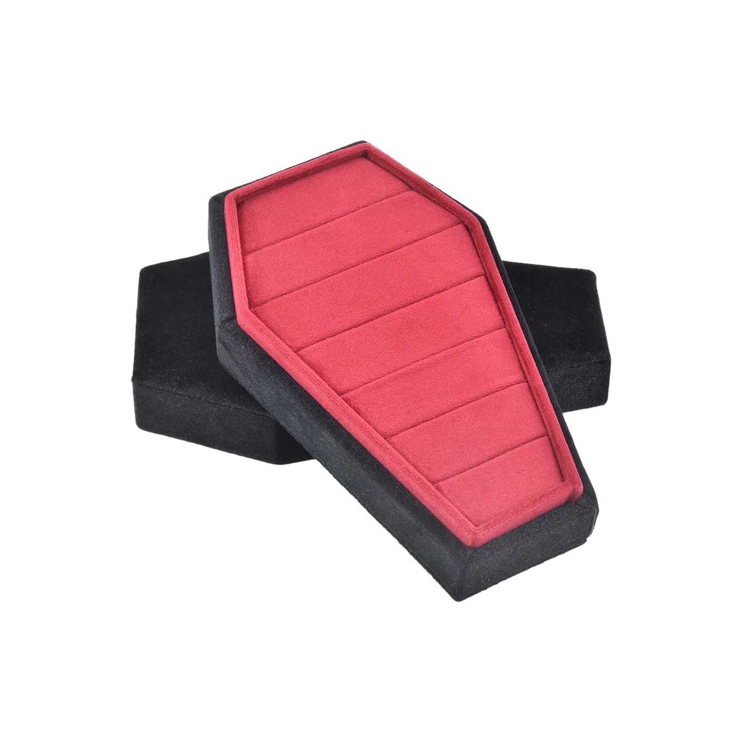 JinGuoZiLP Gothic Coffin Shaped Jewelry Box Stylish Velvets Rings Choker Box Case Halloween Jewelry Organizer Decorations for Girls