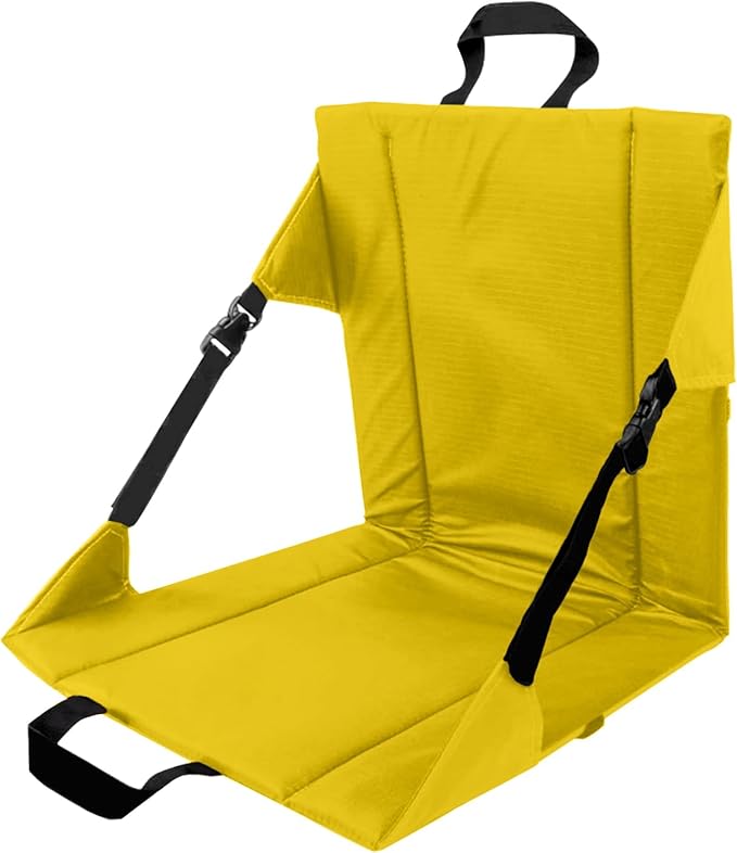 LynsaTac Folding Stadium Seat Cushion with Backrest, Portable Bleacher Pad for Camping, Fishing,15.8'' x 16.5'',Lightweight Chair with Backrest for Outdoor Sports and Concerts (Yellow)