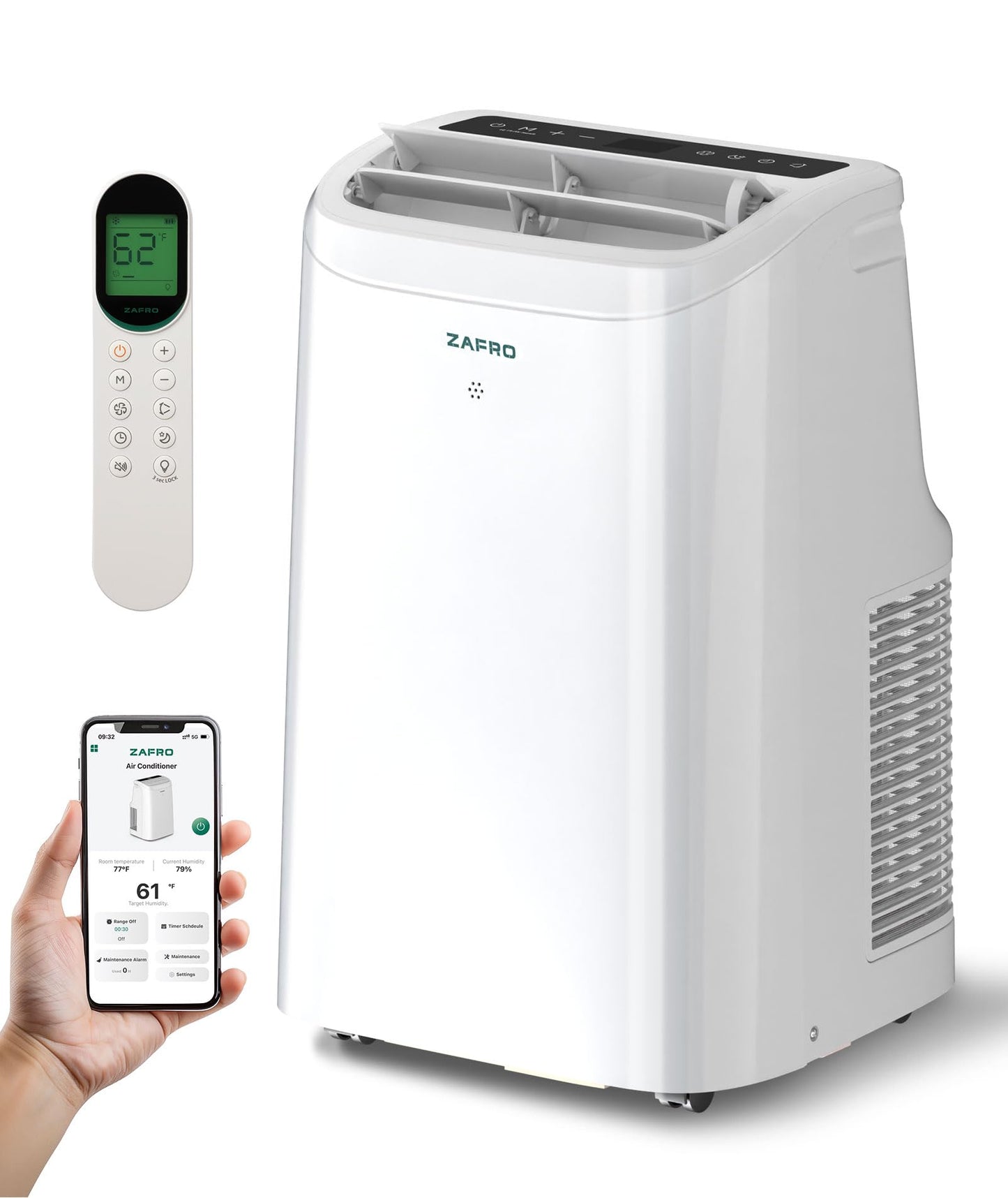 Zafro 10000 Btu Portable Air Conditioners (6000 Btu Sacc), Ac Unit For Bedroom With Drainage-Free Cooling, Fan & Dehumidifier, 4