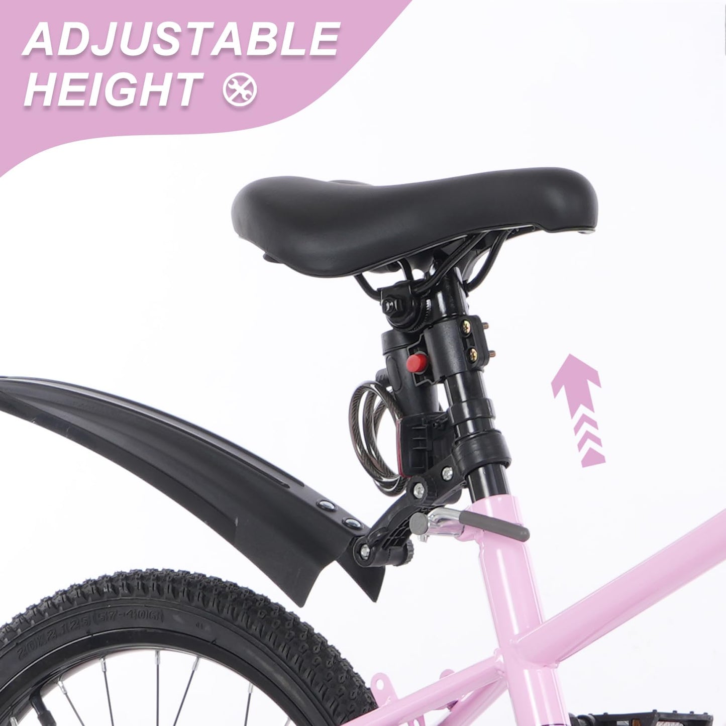 Bueuwe 20 24 Inch Mountain Bike for Kids Ages 6-12 Year Old, Kids' Bicycles with Dual Brakes, Adjustable Seat and Kickstand, Single Speed Bikes for Young Riders,Pink,20 Inch