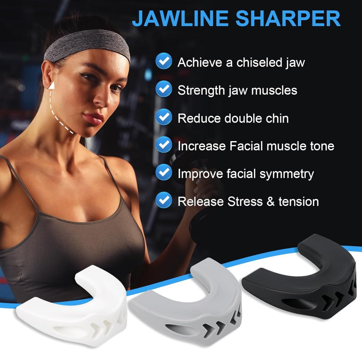 Jaw Trainer-Jawline Exerciser for Men & Women|3 Resistance Levels Jaw Exerciser for Beginner Intermediate & Advanced Users