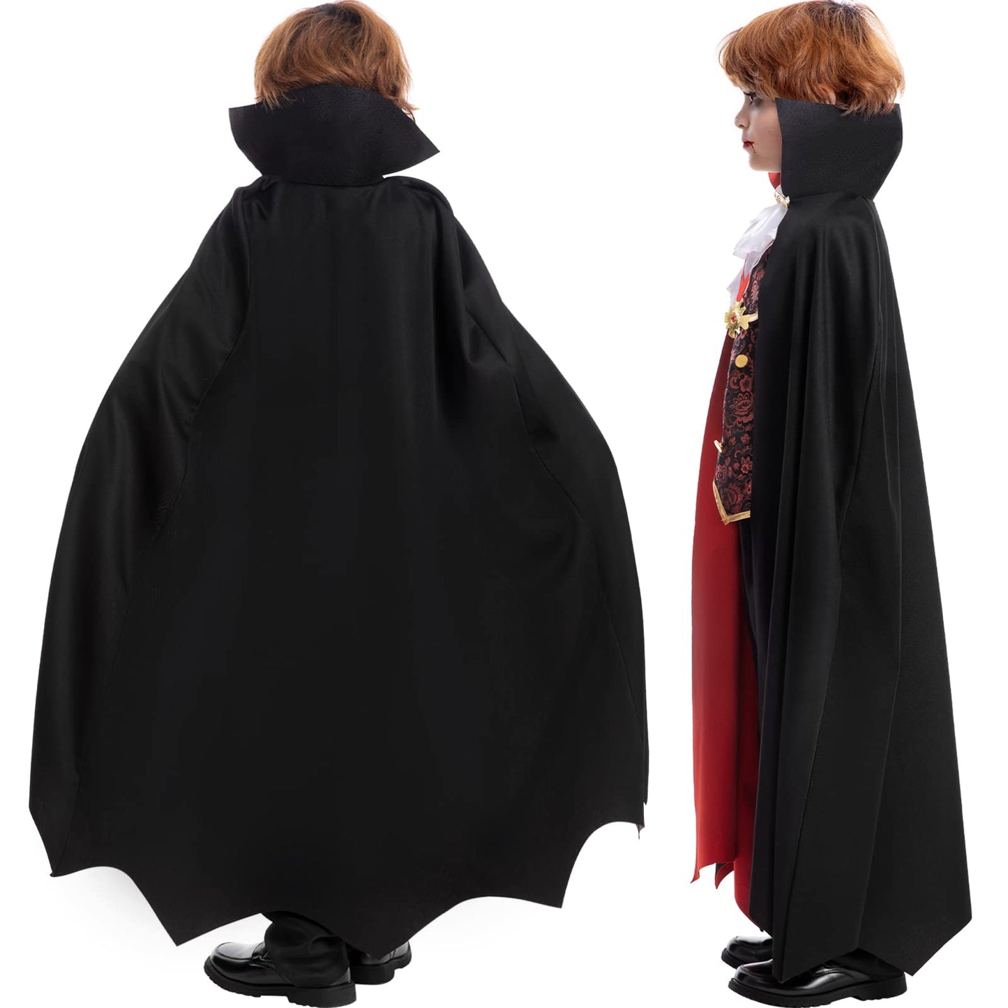 Vampire Costume for Boys Scary Halloween Party, Vampire Teeth Cosmetic Kit Included