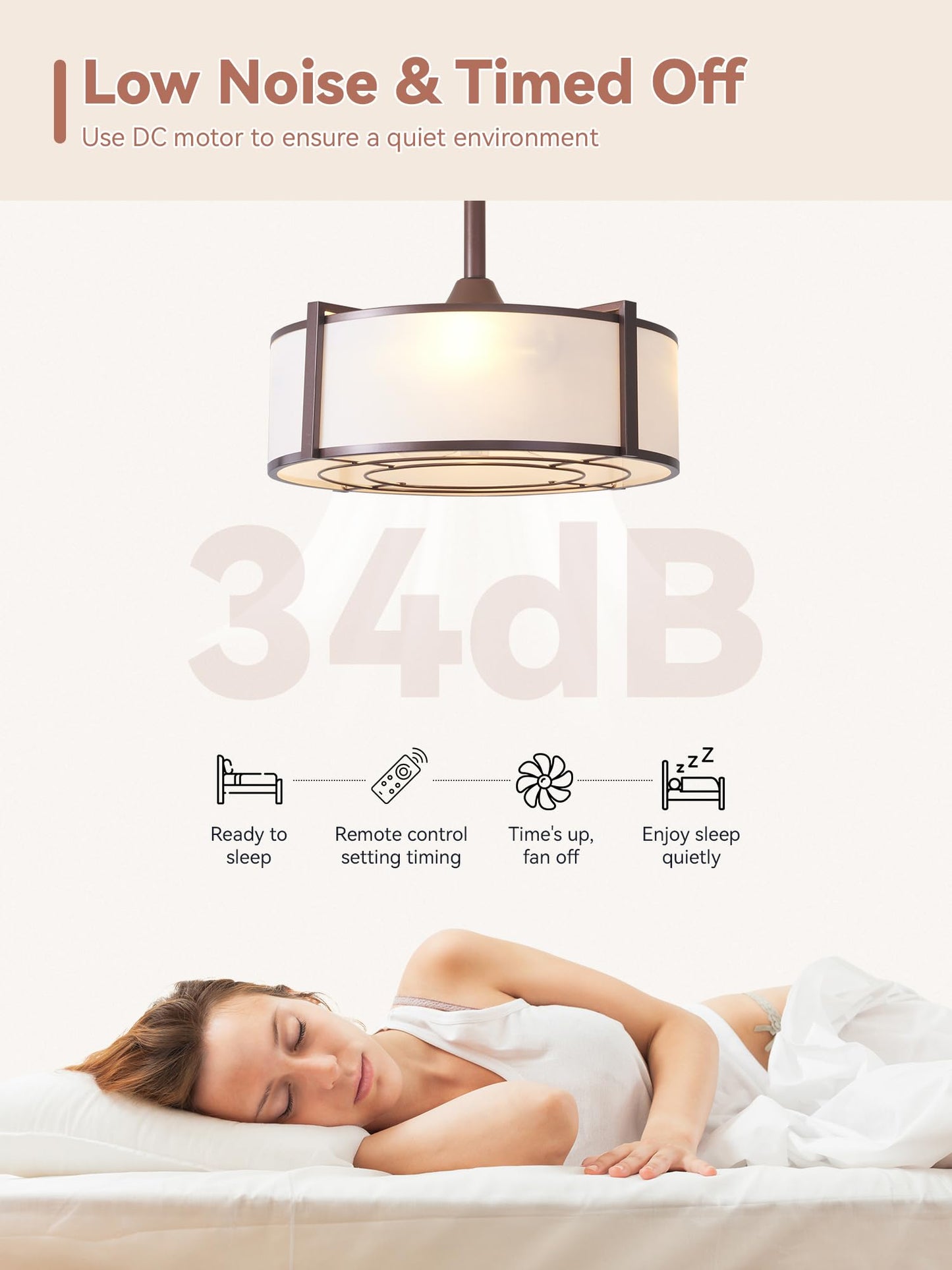 Ymkskj 20 Brown Fandelier Ceiling Fans With Lights, Boho Rattan Ceiling Fan With Light Remote Control, Caged Mid-Century Modern