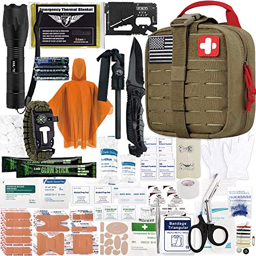 Everlit Survival Upgraded Survival First Aid Kit Emergency Gear Trauma Kit with 1000D Nylon Laser Cut Tactical EMT Pouch f...