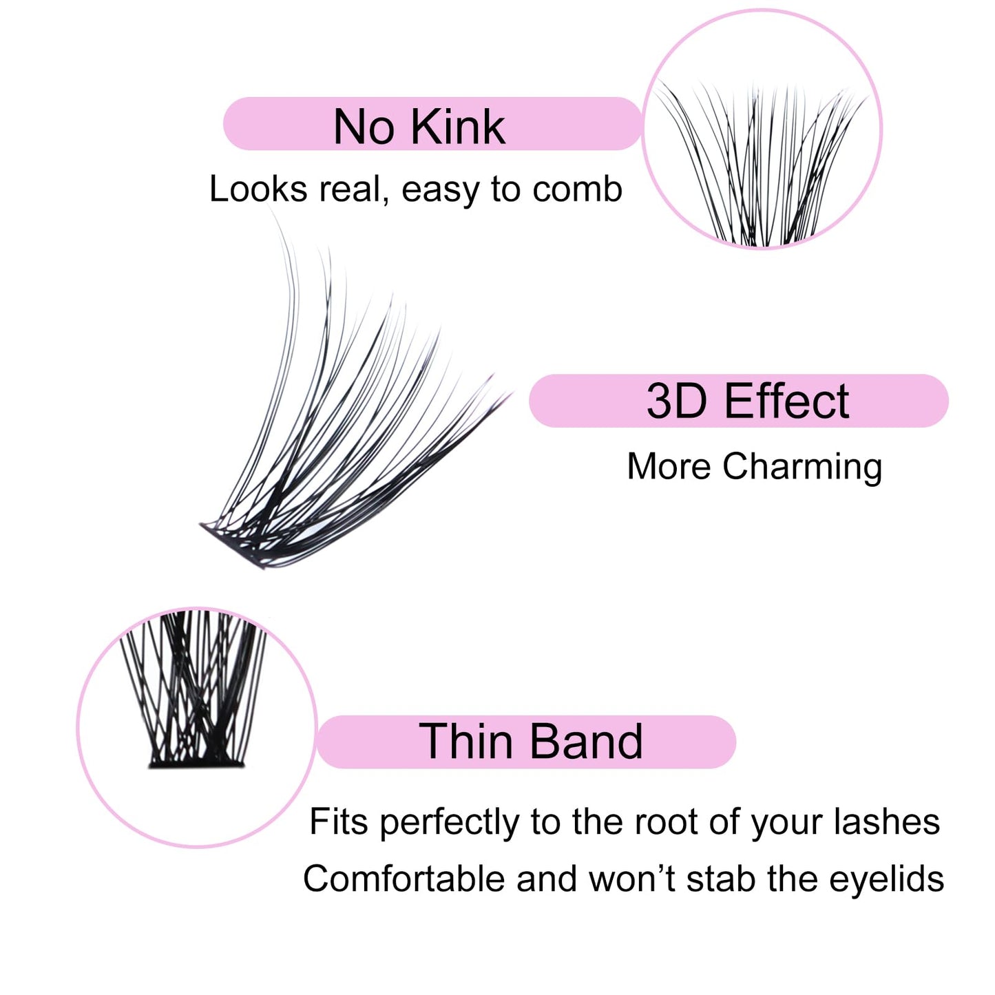Eyelash Clusters LAUBESS Lash Clusters Individual Lashes Cluster Eyelash Extensions DIY at Home Waterproof Cluster Lashes (40D-0