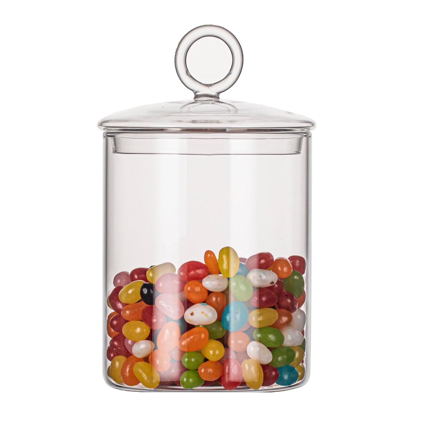 KEKEHOME 23oz Glass Candy Jar with Lid for Office Desk, Cookie Jar Food Storage Container for Kitchen Counter, Apothecary Jar for Cotton Swabs, Balls, Cotton Pads, Floss Picks, 700ml