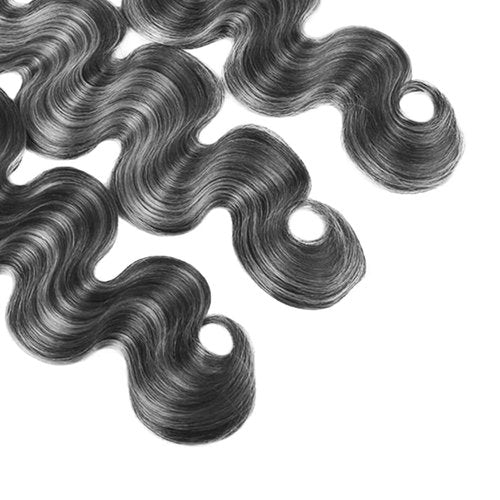 Highlight Bundles P1BGray Body Wave Human Hair Bundle Two Tone Black Mixed With Foxy Silver 3 Bundles 18 20 22 Inch Ombre Grey Body Wave Bundle #1BGray Hair