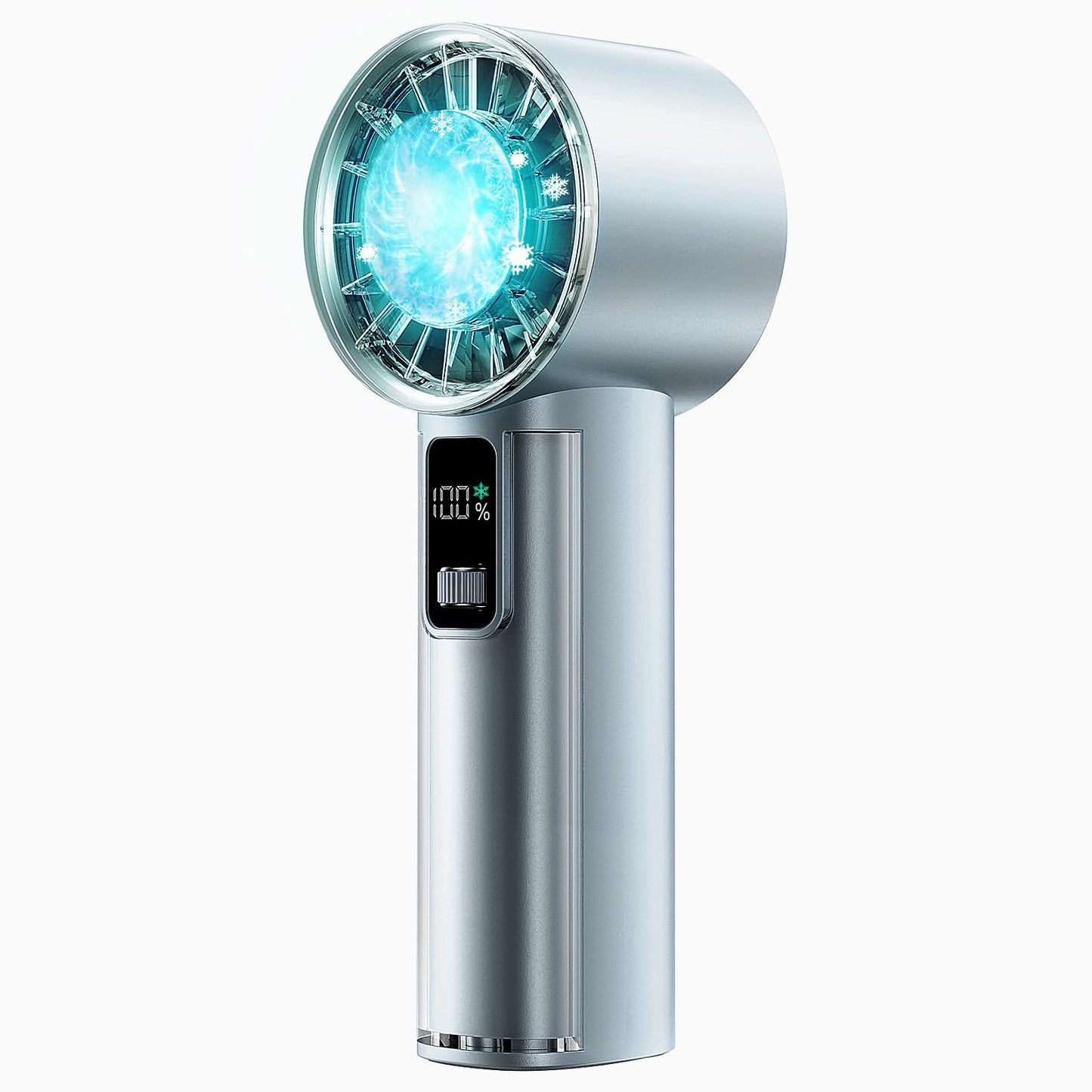 Panergy High Speed Handheld Fan With Ice Cooler,1-100 Speed Adjustable Mini Turbo Fan, 4000Mah Battery Rechargeable & Digital Di