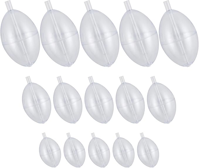 Alwonder Slip Bobbers Set for Fishing, 15PCS Fishing Slip Cast Spin Floats, 3 Sizes Clear Plastic Bobbers Kit, Oval Bubble...