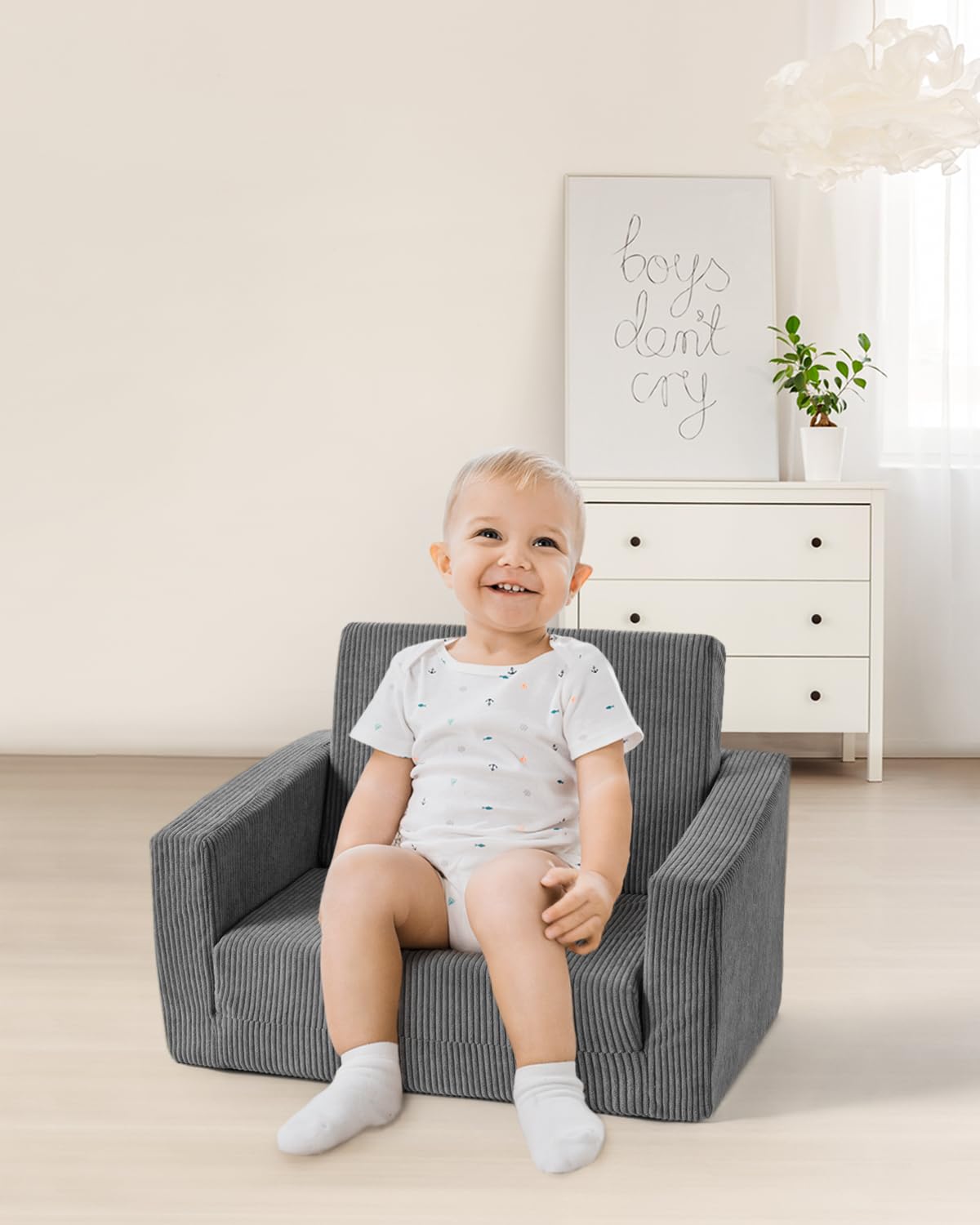 Toddle & Kids Chair,2-in-1 Soft Toddler Couches That Fold Out,Toddler Chairs Comfy 1-3 Years Old,Convertible Sofa to Lounge,Grey