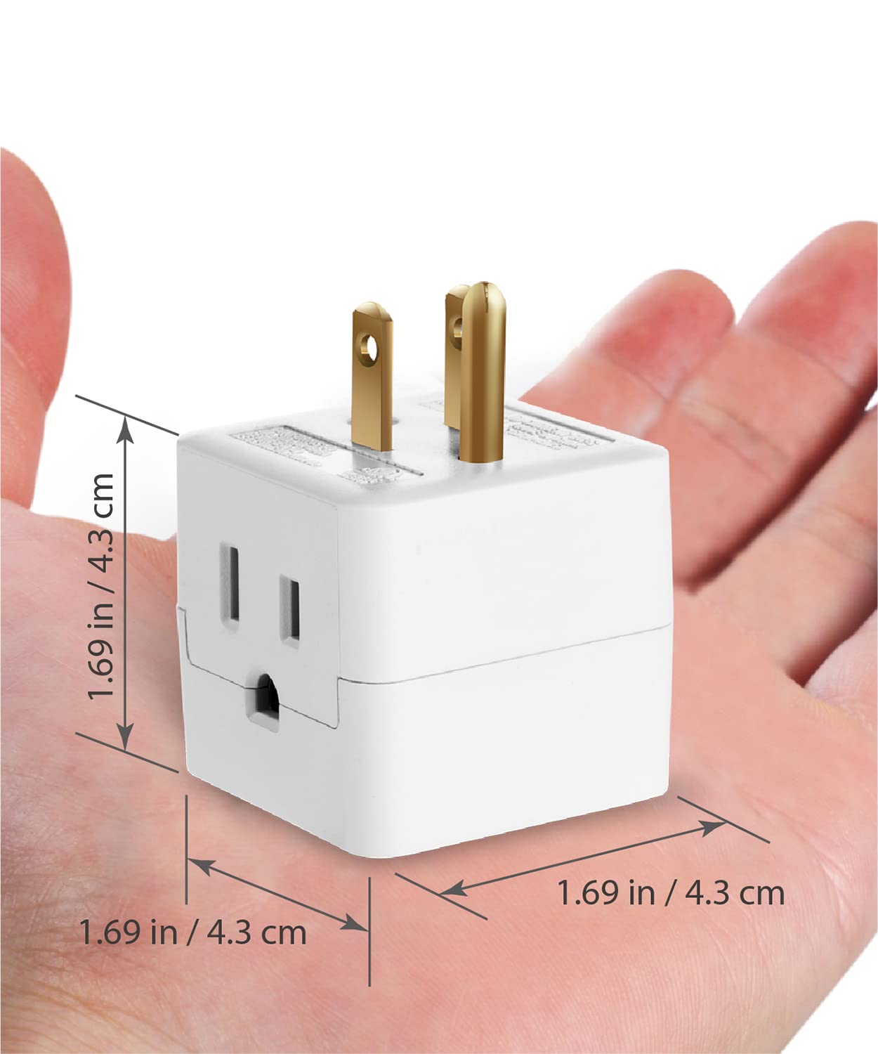 3-Outlet Extender, Fosmon 90 Degree Plug Outlet Adapter, Right Angle Power Plug Adapter 3 Prong, 3 Way Power Splitter Cube Tap,