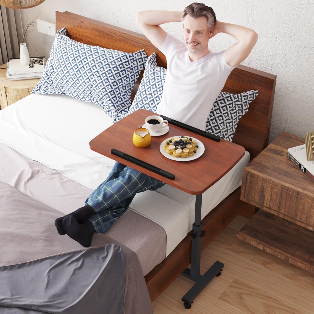 Furist Overbed Bedside Table with Wheels, Medical Hospital Bed Table, Computer Stand for Bed Side, Rolling Tray for Hospital and Home Use