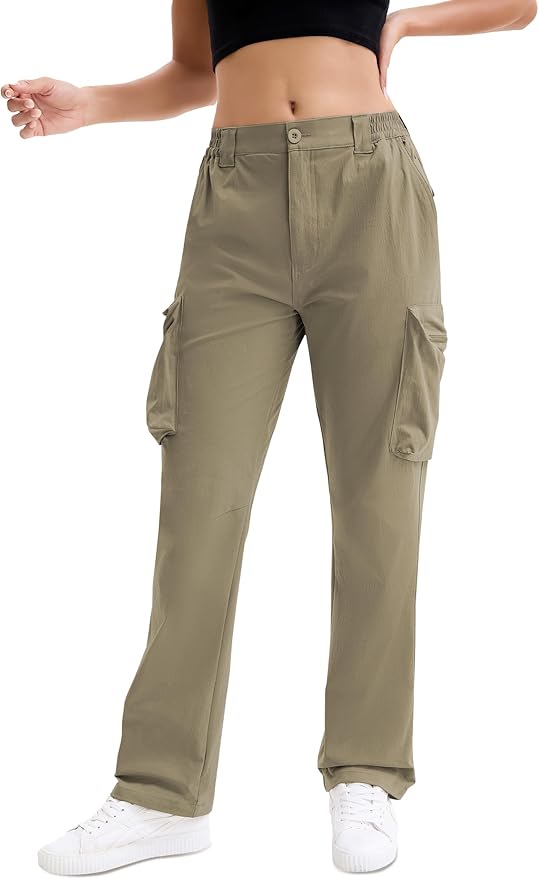 AOHIKE Cargo Pants for Women Light Weight Hiking Travel Pants with 7 Deep Pockets