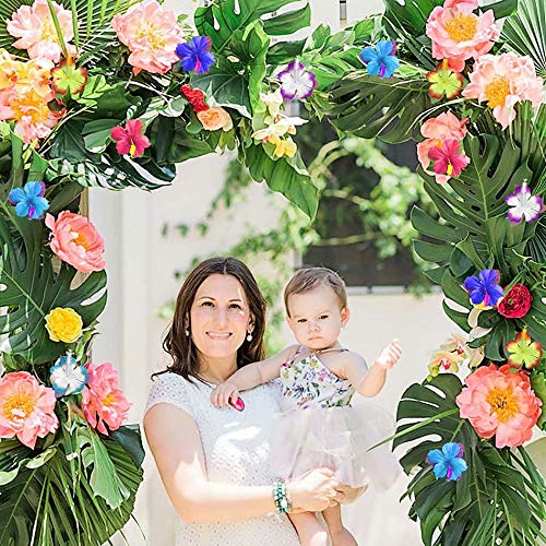60Pcs Tropical Party Decorations Supplies Tropical Palm Leaves Hibiscus Flower Simulation Artificial Leaf for Hawaiian Lua...