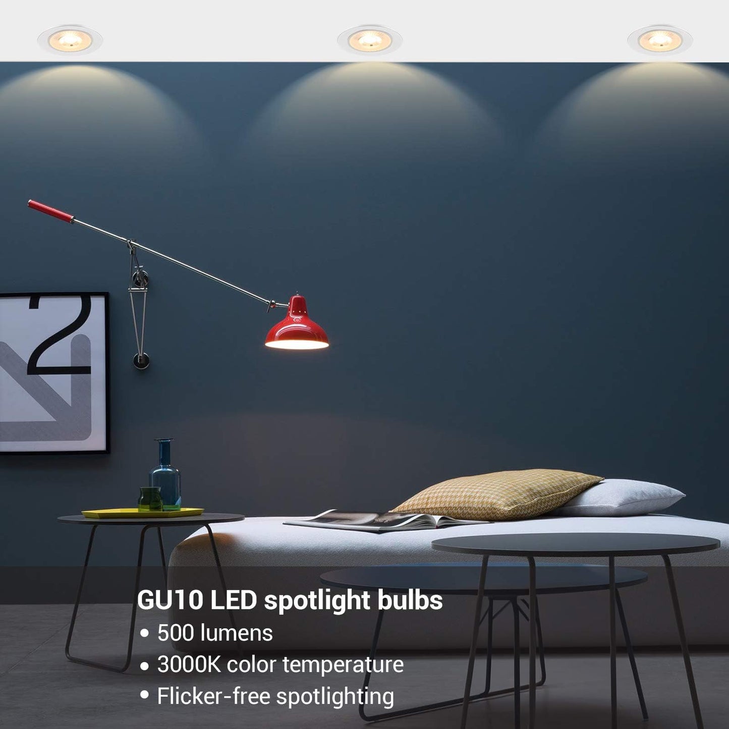 DEWENWILS 6-Pack GU10 LED Bulb Dimmable, 3000K Warm White GU10 Bulb Replacement for Track Lighting, 500LM, 7W(50W Equivalent) LED Light Bulb for Kitchen, Range Hood, Living Room, Bedroom