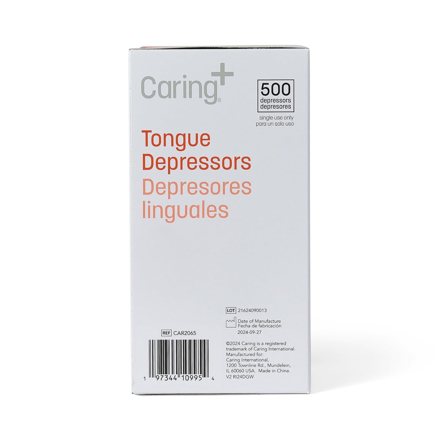 Caring Wood Tongue Depressors, Standard 6 Inch Length, Non-Sterile, High-Quality Wood, Unflavored, Splinter-Free, Versatile for Medical, Beauty, Arts, Crafts, and More - 500 Count Box