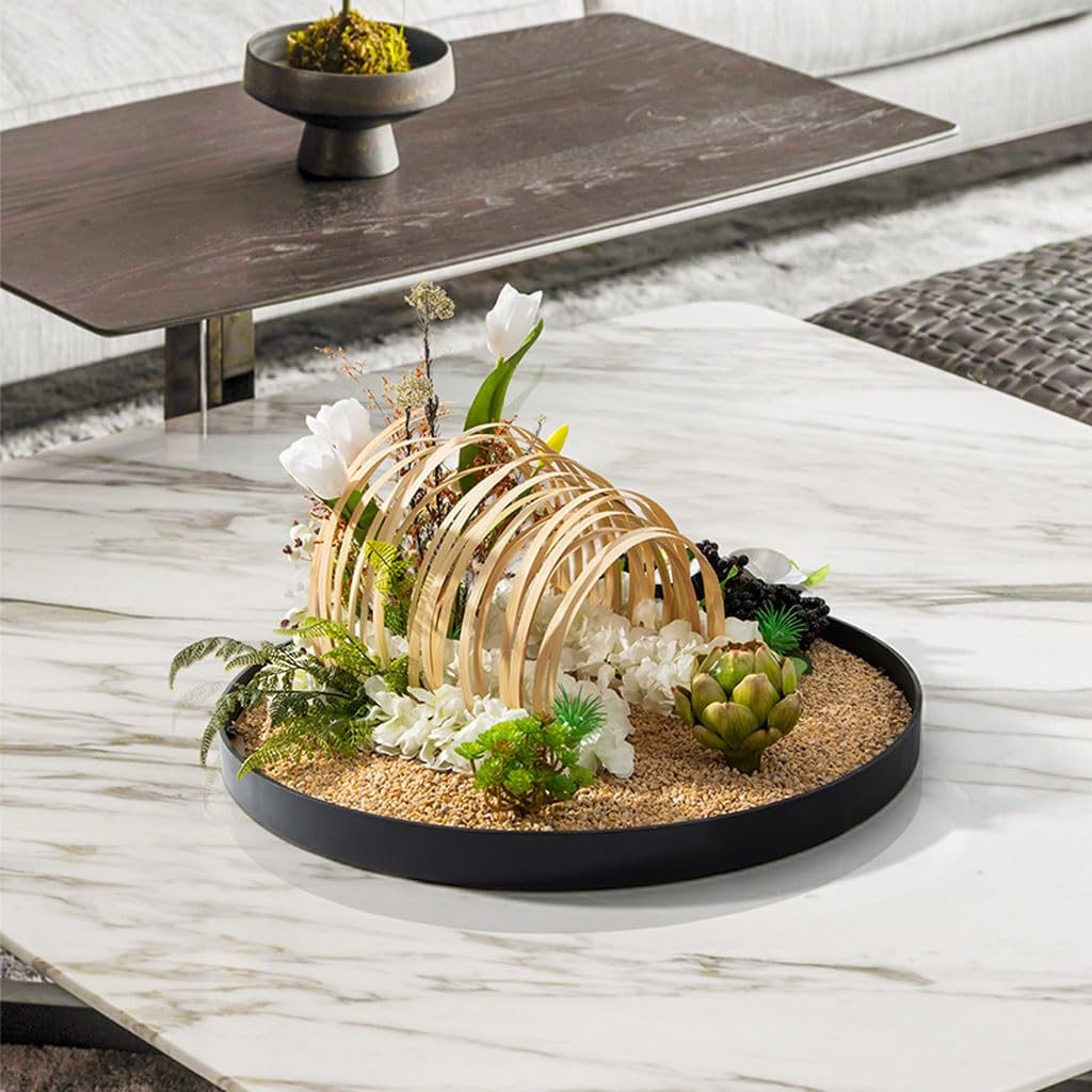 Large Round Table in The Middle of the Turntable Flower Hotel Restaurant Light Luxury Decorations Landscape Fake Plants(Medium)