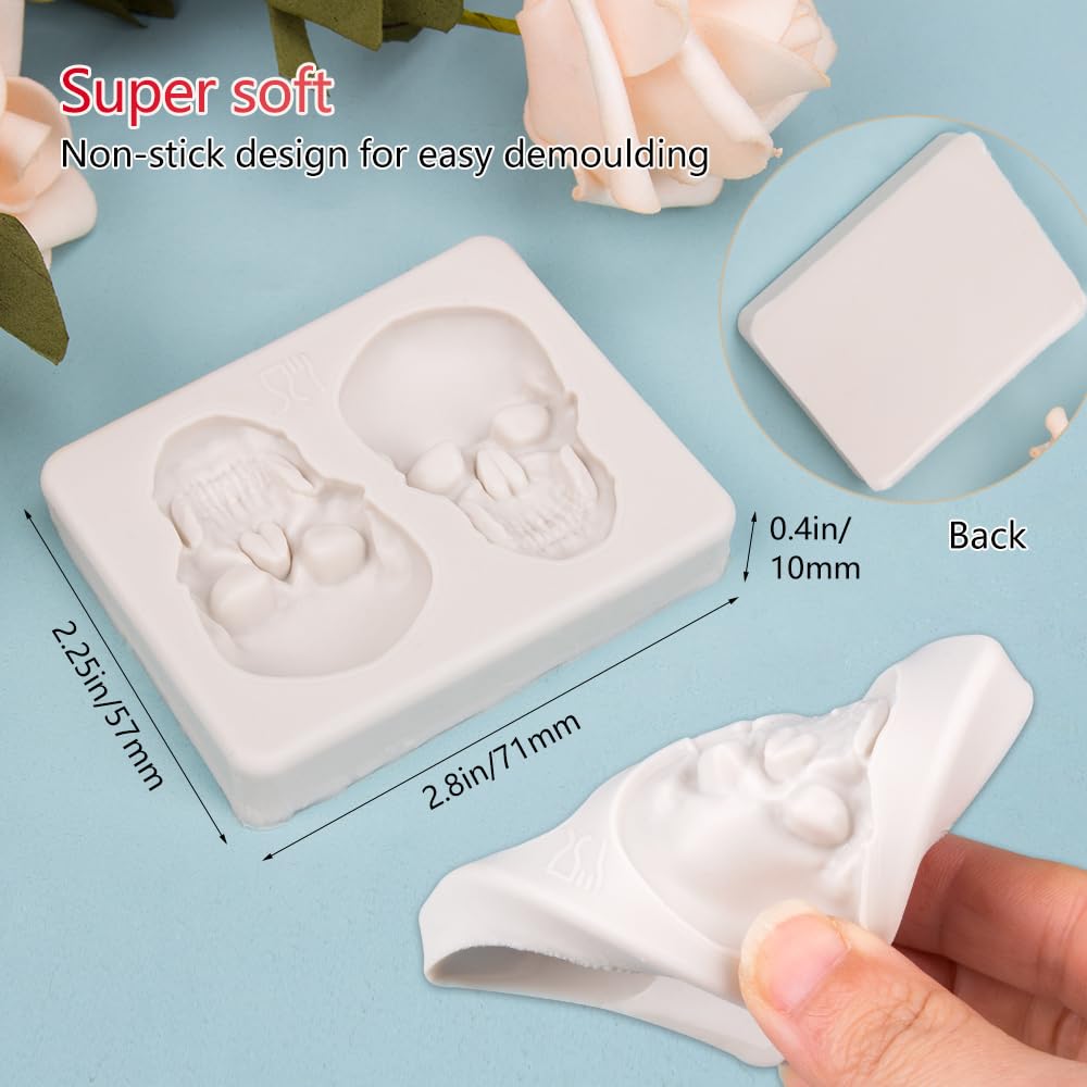 KOOBOOK 1Pcs Creative Skeleton Head Skull Silicone Cake Decoration Mold Chocolate Candy Molds Pastry DIY Candy Tools
