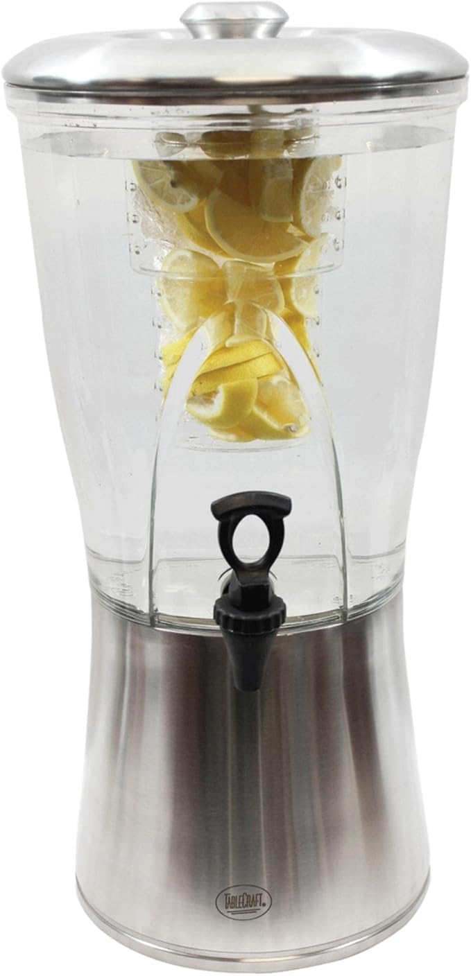 TableCraft N175 Cold Beverage Dispenser, 3.5 Gal, Stainless Steel & Tritan, 11¼" Dia x 23½", Includes Removable Infuser Tu...