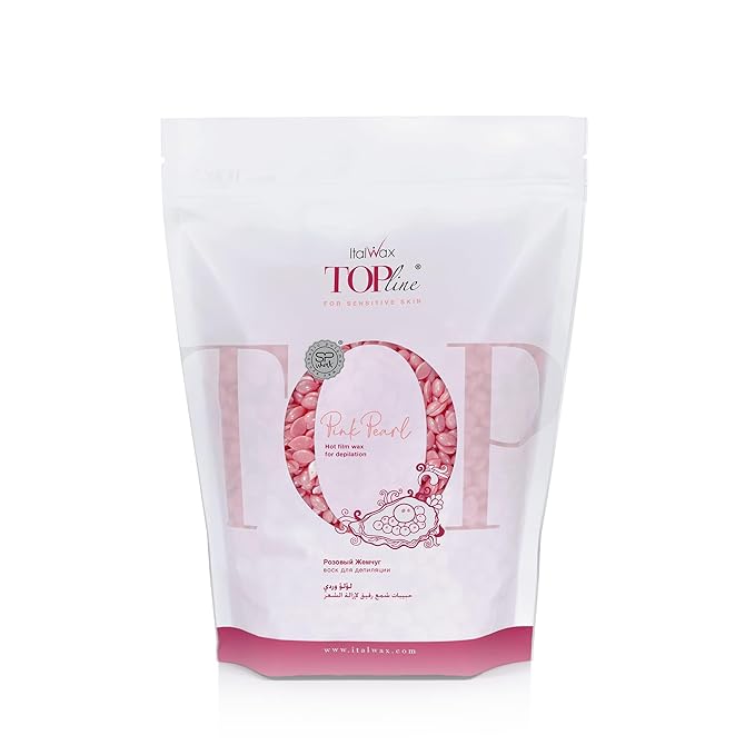 Italwax Top Line Pink Pearl Hard Wax 1.65 lb (750 g) – Semi-Creamy Elastic Wax for Facial Areas – Made in Italy