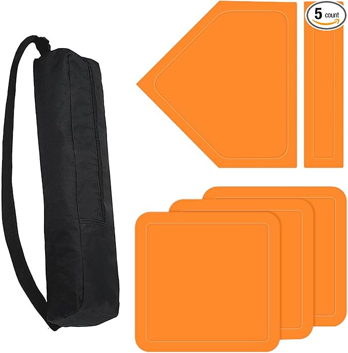 BIYQFCR Baseball Home Plate & Base 5-Piece Set – Ractice Training Equipment for Baseball, Softball, Kickball – 3 Base Plates, 1 Home Plate, 1 Pitcher’s Plate – Backyard, Field Use