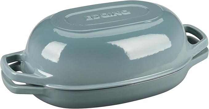 Enameled Cast Iron Oval Dutch Oven Pot with Lid, Dutch Oven for Sourdough Bread Baking, Oval Bread Pan, Bread Oven, Bread Dutch Oven, 7qt, Seasalt