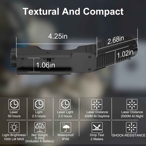 MLOK Blue Laser Sight with 1000 Lumens Tactical Flashlight