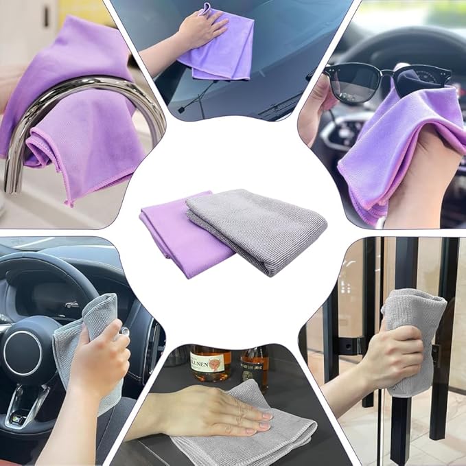 Microfiber Cleaning Cloth Set for Windows, Glass & Mirrors – Reusable Magic Cloth for Streak-Free Shine, Lint-Free Multi-Surface Cleaning Rag for Home, Kitchen, Bathroom, Car & Stainless Steel