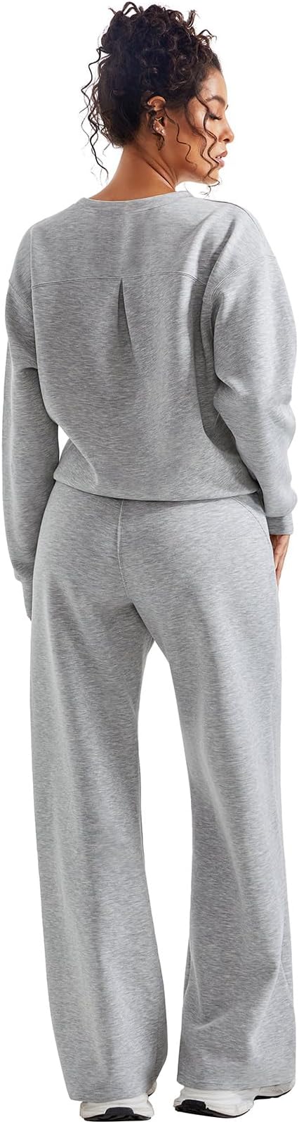 SUUKSESS Women Modal Fall 2 piece outfits Oversized Sweatshirt Wide Leg Pants