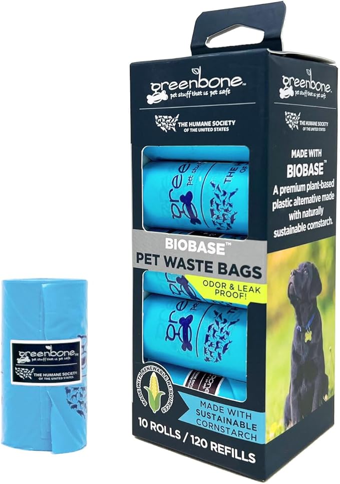 Greenbone The Humane Society Biobase Pet Poop Bags - 10 Rolls - 120 Refills