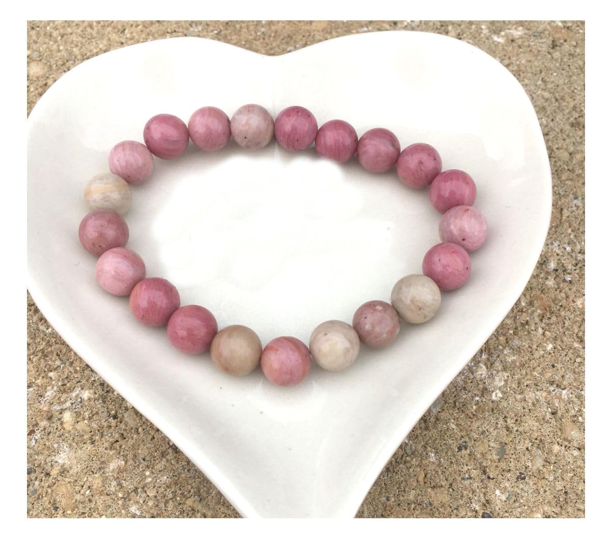 Adabele Real Natural Pink Rhodonite Gemstone Beaded Bracelet 8 inch Stretch Chakra Healing Crystal Stone Jewelry Women Birthday