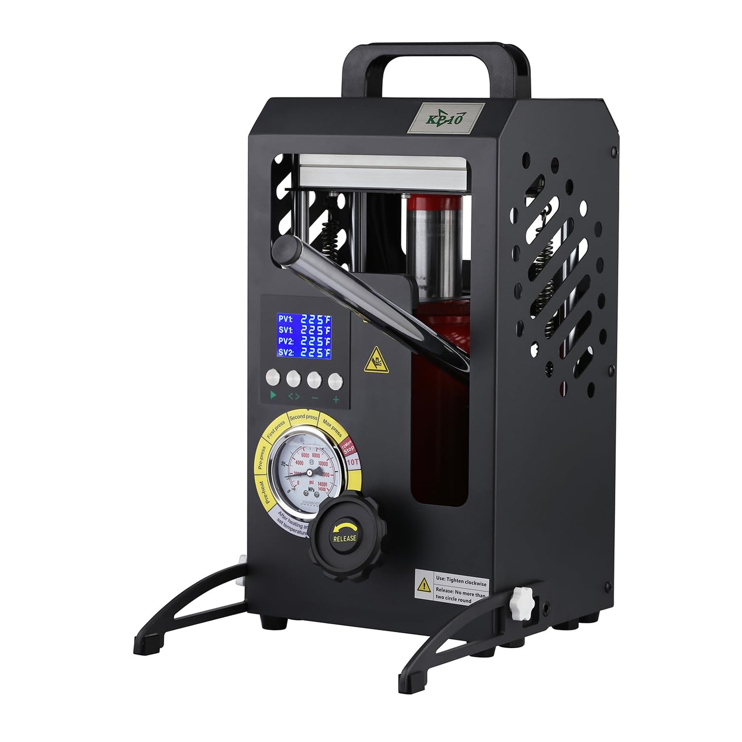 Heat Press Machine with 5.5" X 5.5" Dual Heated Plates 10 Tons Manual Press with LCD Digital Display Screen & Precise Pressure Gauge 110V/220V