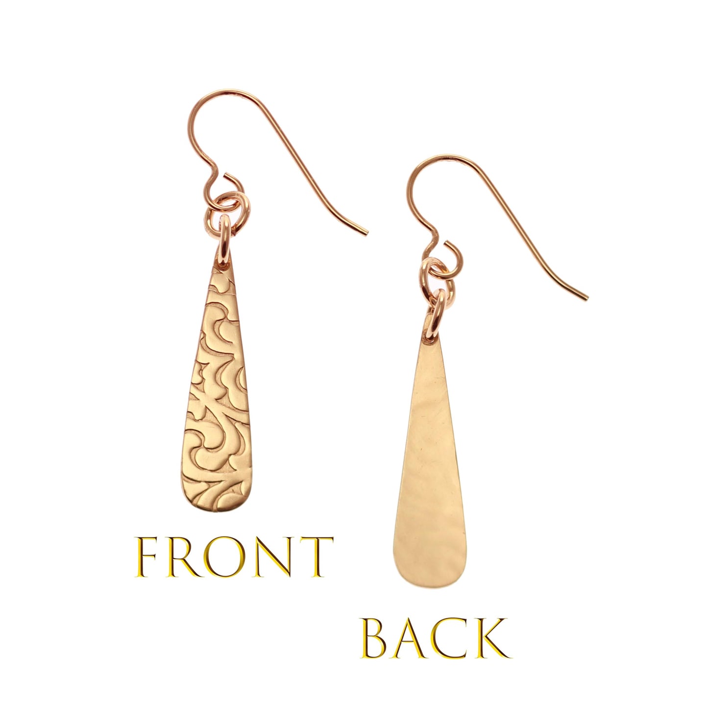 Damask Embossed Bronze Mini Teardrop Earrings