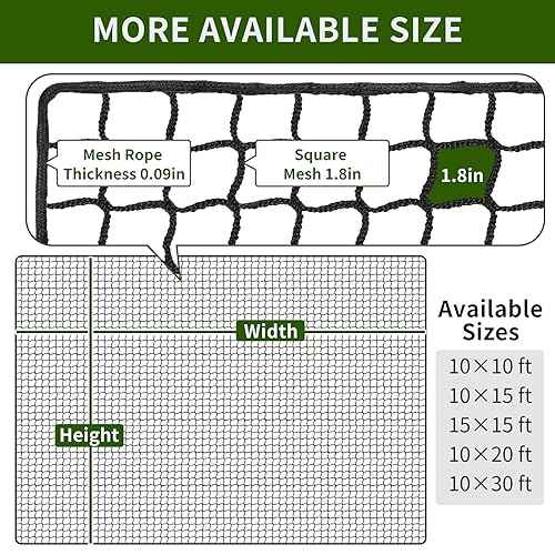 Baseball Softball Backstop Nets - Heavy Duty Sports Nets, Sports Netting Barrier with 33FT Rope, Sport Nets for ‎Baseball Basketball Soccer Lacrosse Hockey