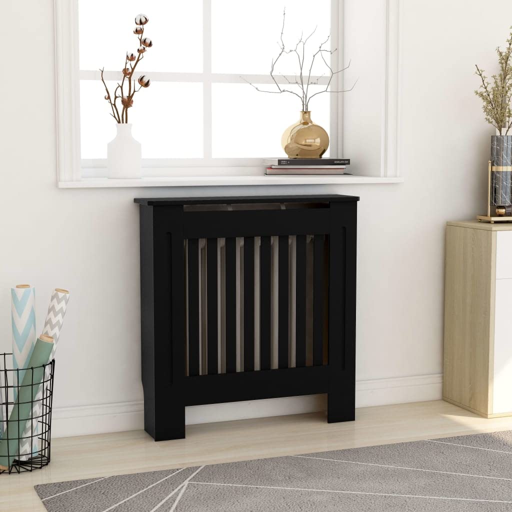GOLINPEILO Radiator Cover Black MDF Heater Cover Cabinet Shelf Household Appliance Heating Accessories, Living Room Furniture Decor with Vertical Style, 30.7" x 7.5" x 32.1"/Vertical Style