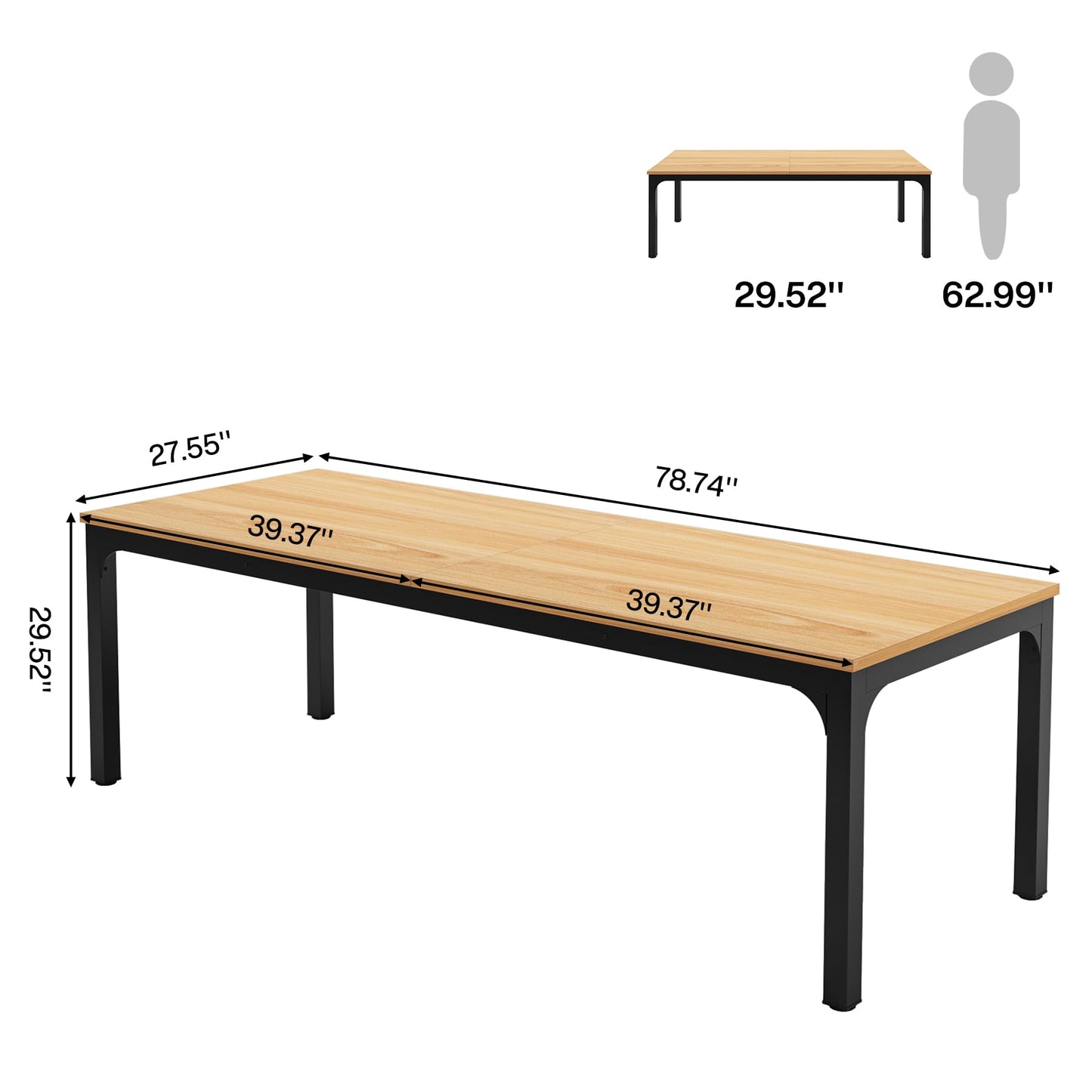 LITTLE TREE 78.7 Inches Extra Long Two Person Office Desk,Double Workstation for Home Office