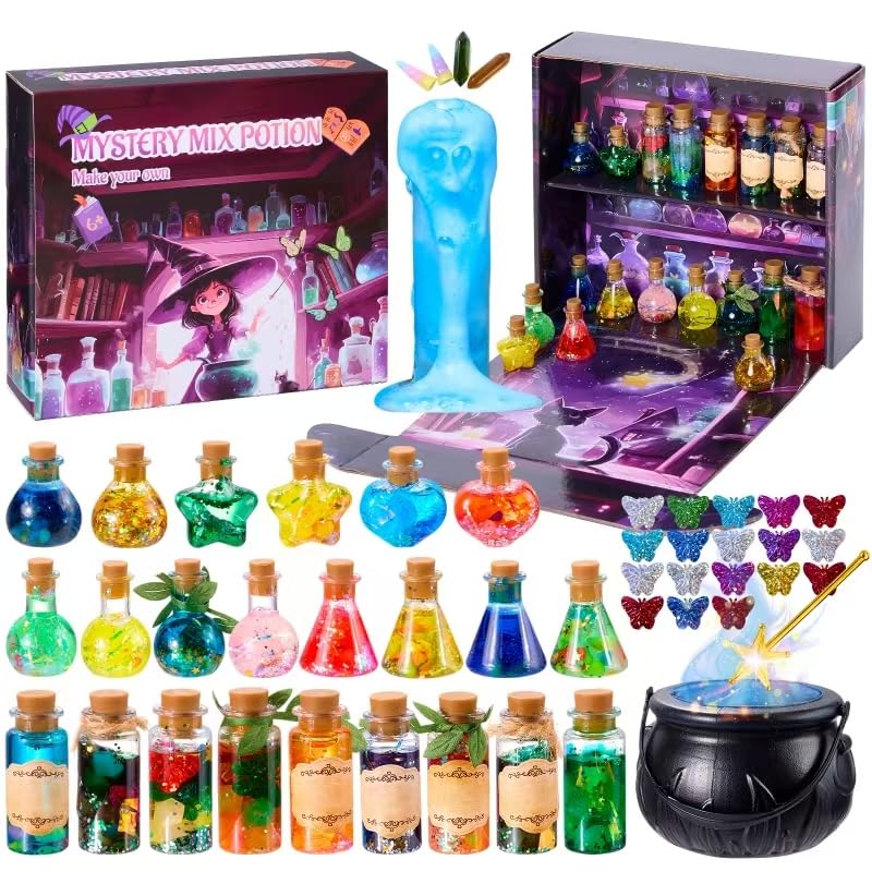 QLRR Mystery Mix Potion Craft Kits for 6 7 8 9 10 11 12+ Year Old Girls DIY Best Birthday Gift for Girls & Boys ，Mix 24 Fairy Bottles Potion Gifts Kids 6-8 Year Old Girl Birthday Gift
