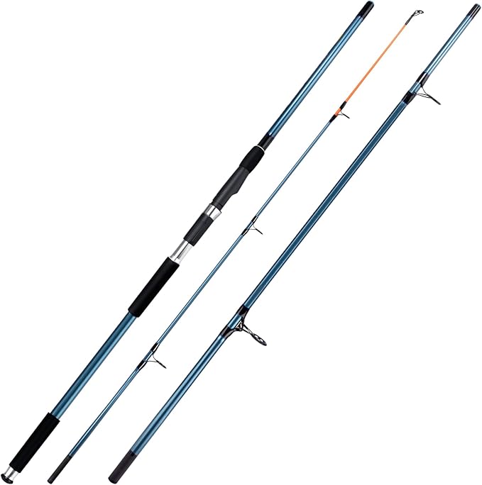 Dr.Fish Spinning Fishing Rod for Surf Fishing, Hard Power, Extra Fast, 3 Section Carbon Fiber Stainless Steel Guide EVA Gr...