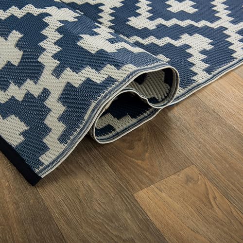 Rugshop Maui Contemporary Geometric Reversible Crease-Free Waterproof Premium Recycled Plastic Outdoor Rugs for Patio,Back...