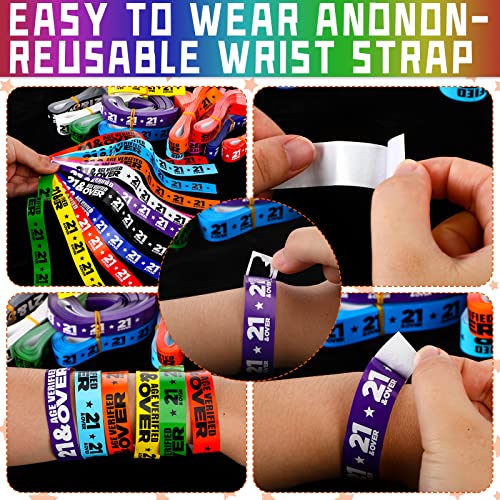 Teling 1200 Pcs Over 21 Paper Wristbands Events Wristbands Colored Waterproof Paper Bracelets Lightweight Wrist Bands Iden...