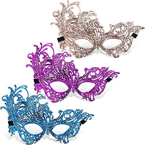 JOVITEC 10 pcs Multicolored Masquerade Masks for Women Lace Venetian Masks Halloween Carnival Mari Grass Costume Party