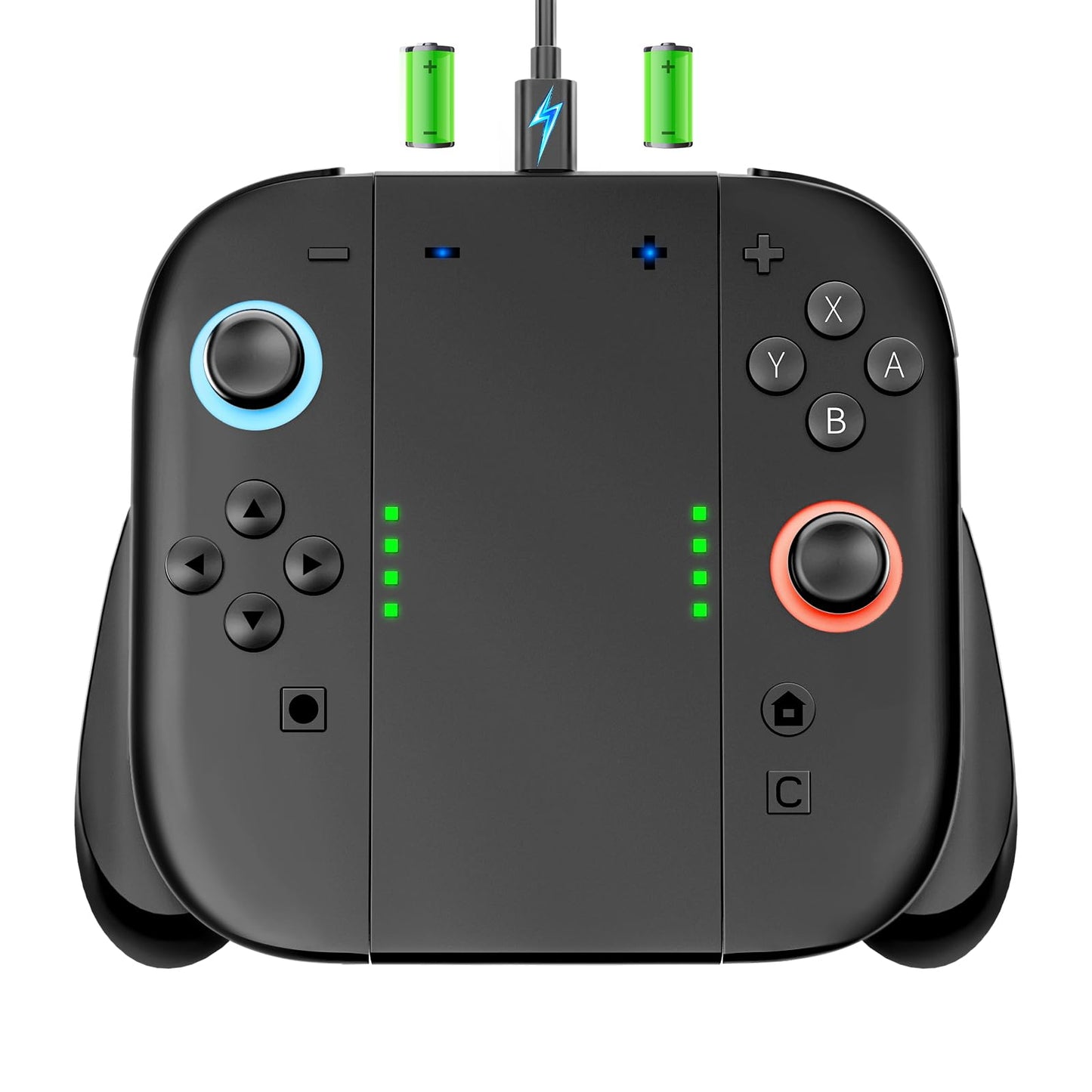 Switch 2 JoyCon Charging Grip Built-in 2000mAh Rechargeable Battery, Ergonomic Controller Charger Handle for Nintendo Switch 2 J